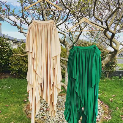 Acler "Cedar Pleat" Dress (Green/Champagne)